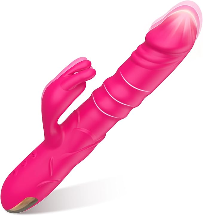 Premium Rechargeable Thrusting Rabbit Vibrator with 10 Vibration Patterns and 3 Thrusting Modes, Waterproof Silicone G-Spot and Clitoral Stimulator