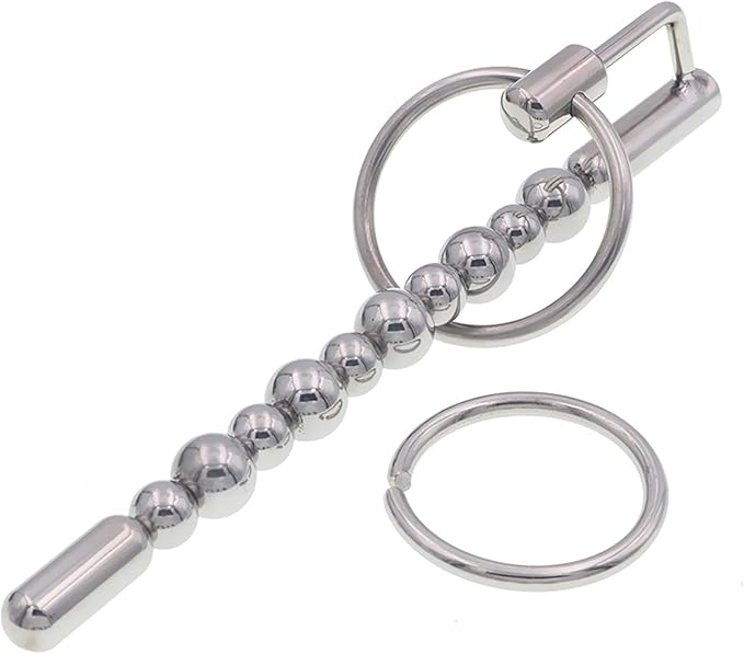 Stainless Steel Urethral Plug and Penis Ring Set for Male Electroshock Stimulation