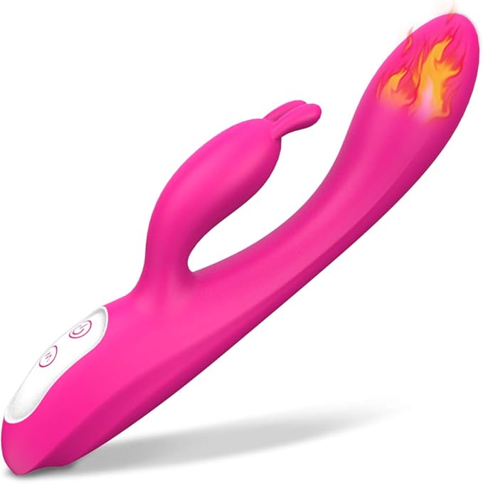 Heated Rabbit Vibrator with Bunny Ears for Dual G-Spot and Clitoral Stimulation, 9-Mode Waterproof Dual Motor Massager