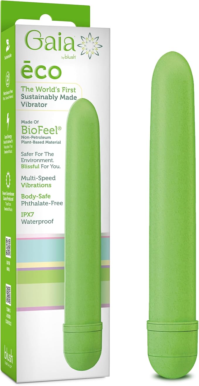 Gaia Eco-Friendly 7-Inch Multispeed Personal Massager - Sustainable Plant-Based Vibrator for Couples and Individuals