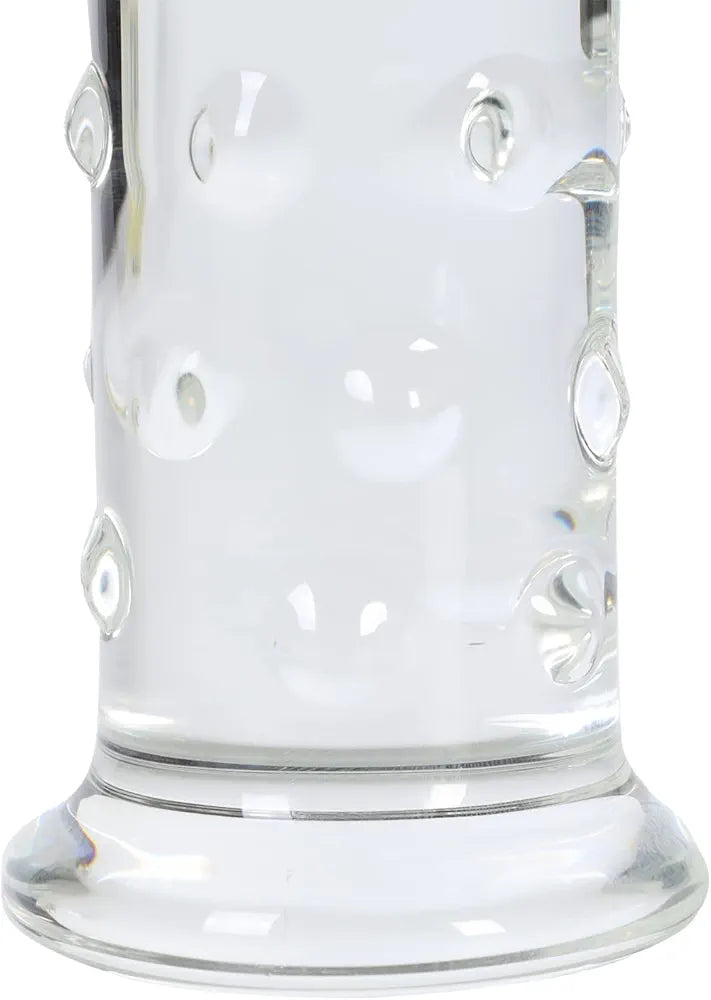 Large Crystal Glass Dildo with Dotted Texture for G-Spot Stimulation