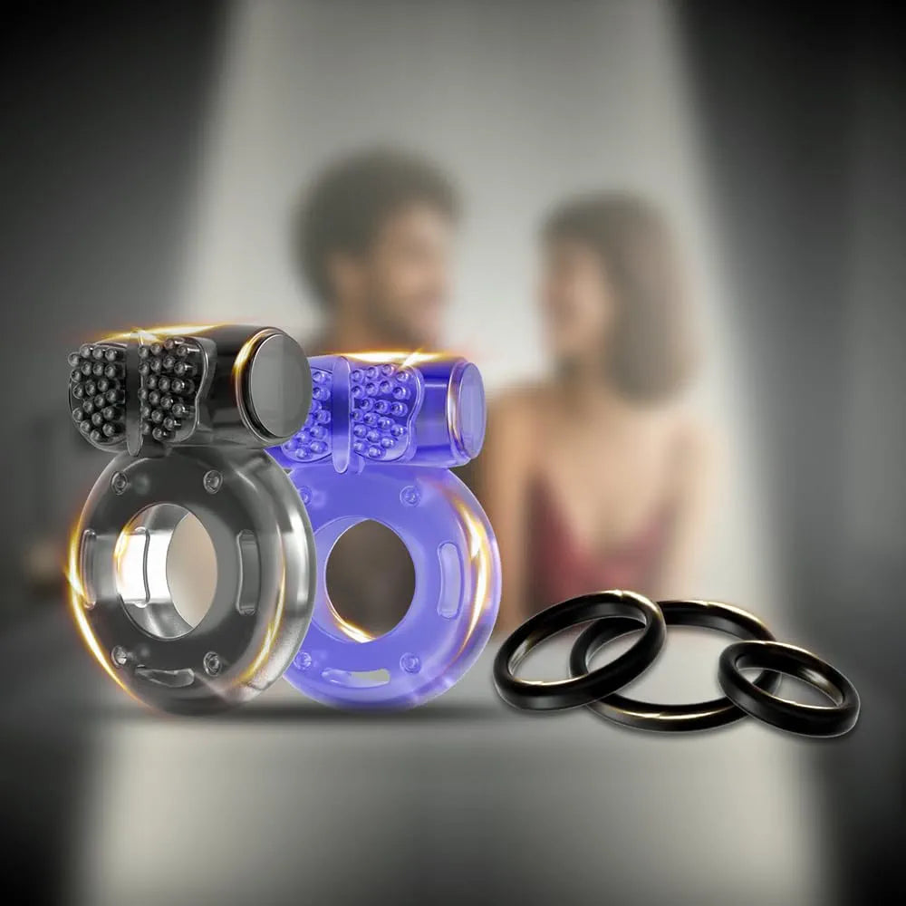 5-Piece Silicone Vibrating Penis Ring Set for Enhanced Performance and Couples Stimulation