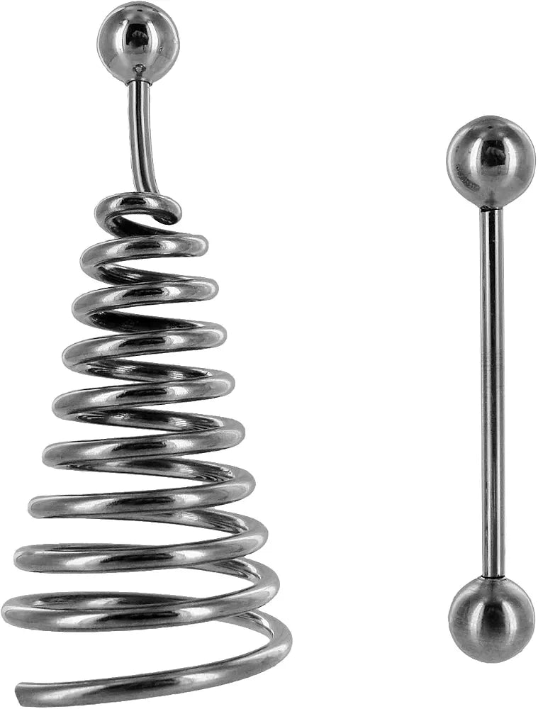 Premium Stainless Steel Spiral Nipple Extender and Barbell Jewelry