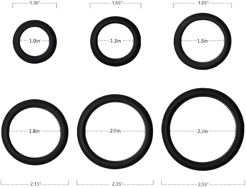 6-Piece Medical-Grade Silicone Cock Ring Set for Enhanced Performance