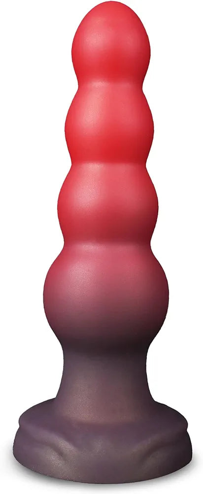 7.5-Inch Ribbed Silicone Anal Trainer with Suction Cup Base