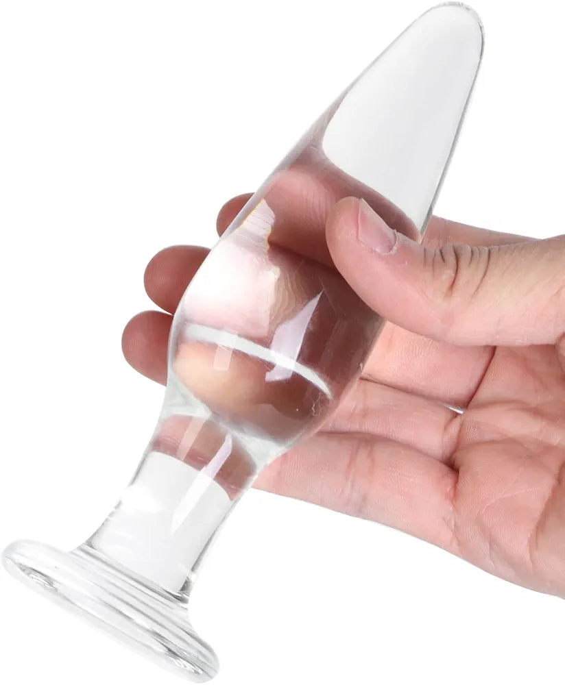 Premium 3-Piece Crystal Glass Anal Training Plug Set with Ergonomic Base