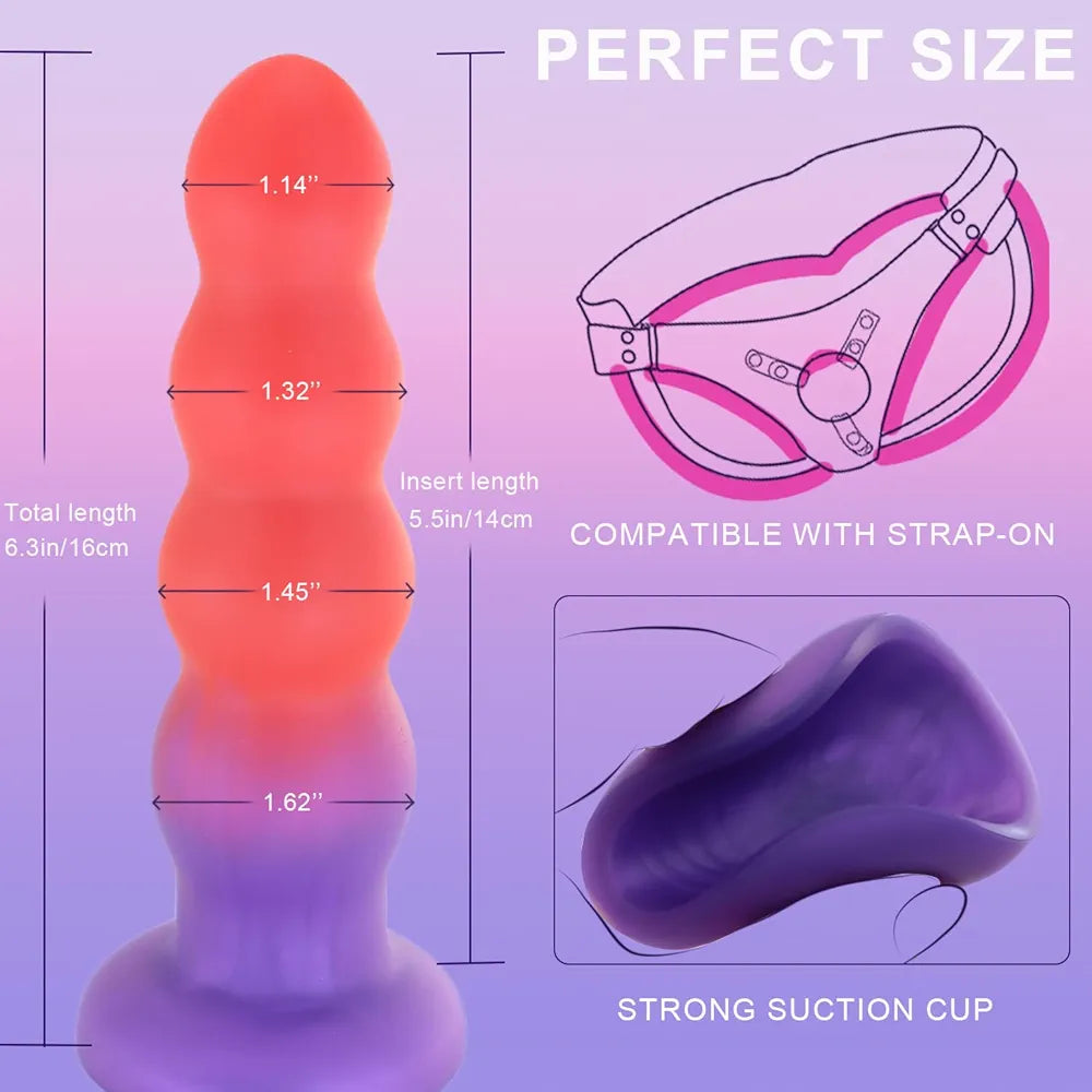 Premium Silicone Anal Training Plug with Suction Base and Beads