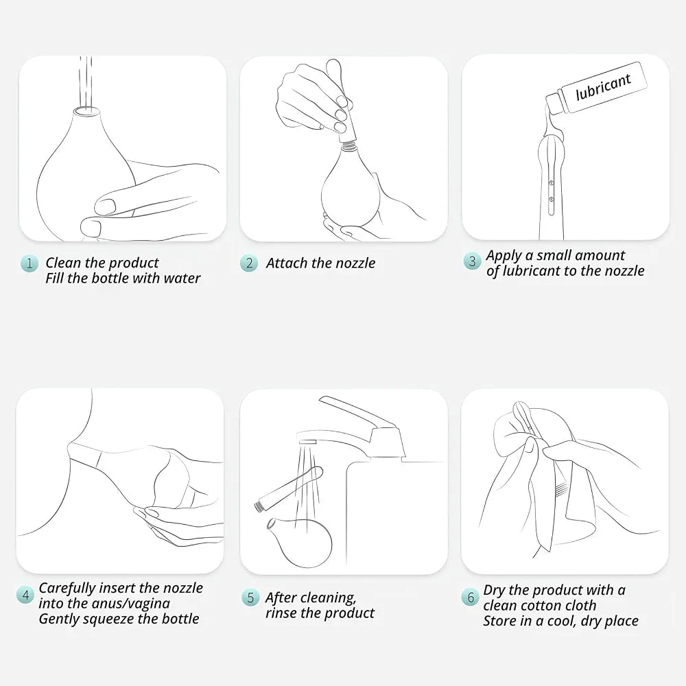 FST Reusable Silicone Enema Bulb Anal Douche with 5-Hole Spray and Anti-Backflow Design