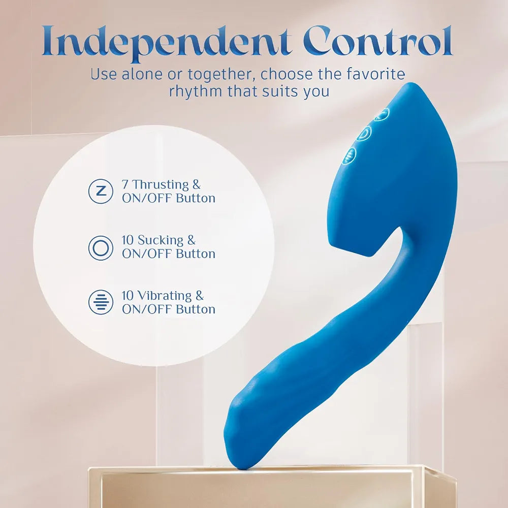 Premium Liquid Silicone Rabbit Vibrator with 10 Suction, 10 Vibration, and 7 Thrusting Modes for Couples