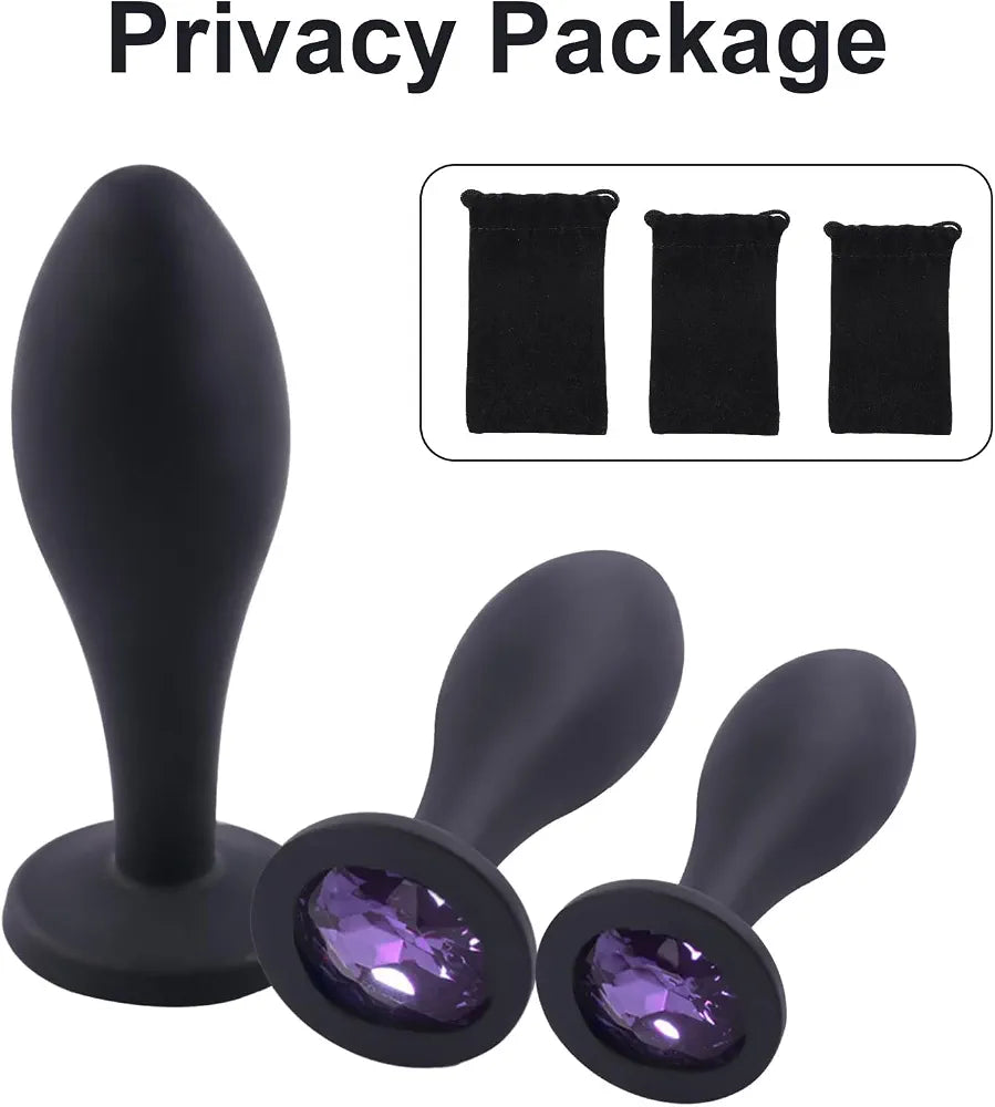 3-Piece Jeweled Anal Training Plug Set for Beginners and Couples