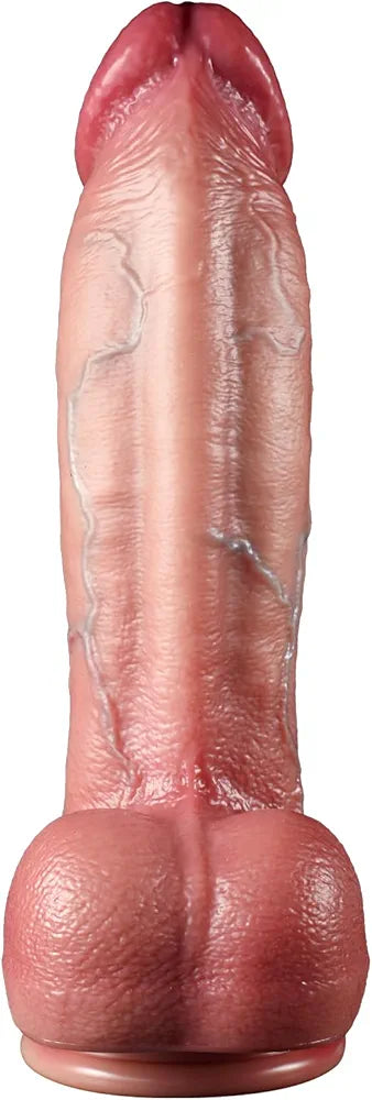Premium 9.8" Dual-Density Realistic Silicone Dildo with Firm Core and Suction Cup Base