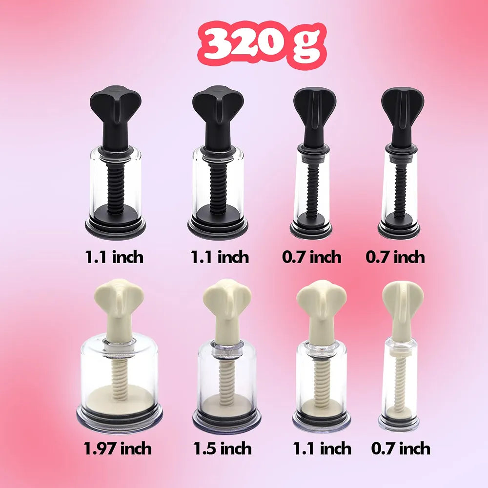 8-Piece Vacuum Suction Cup Set for Clitoral and Nipple Stimulation