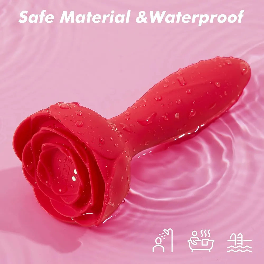 Rose-Design Inflatable Vibrating Anal Plug with 10 Modes for Prostate Stimulation