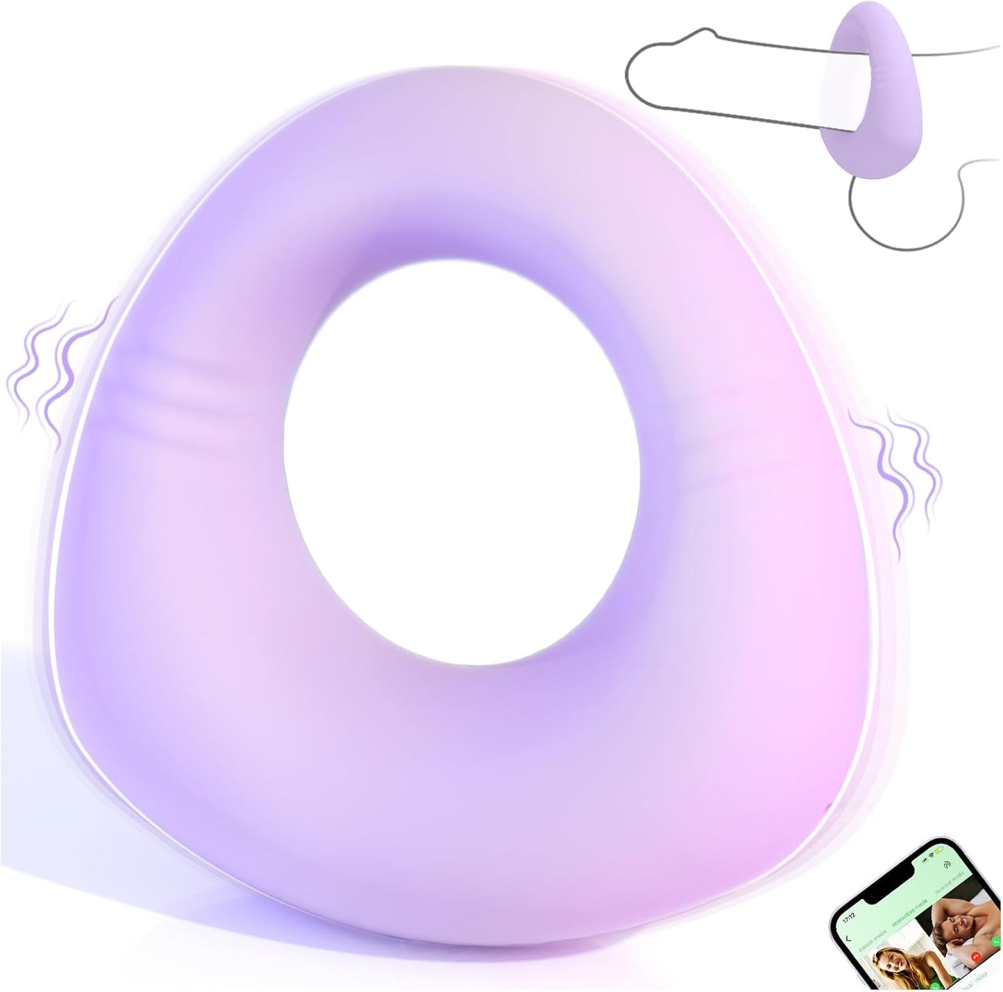 HOESDIK Rechargeable Silicone Vibrating Cock Ring with App Control and 10 Vibration Modes