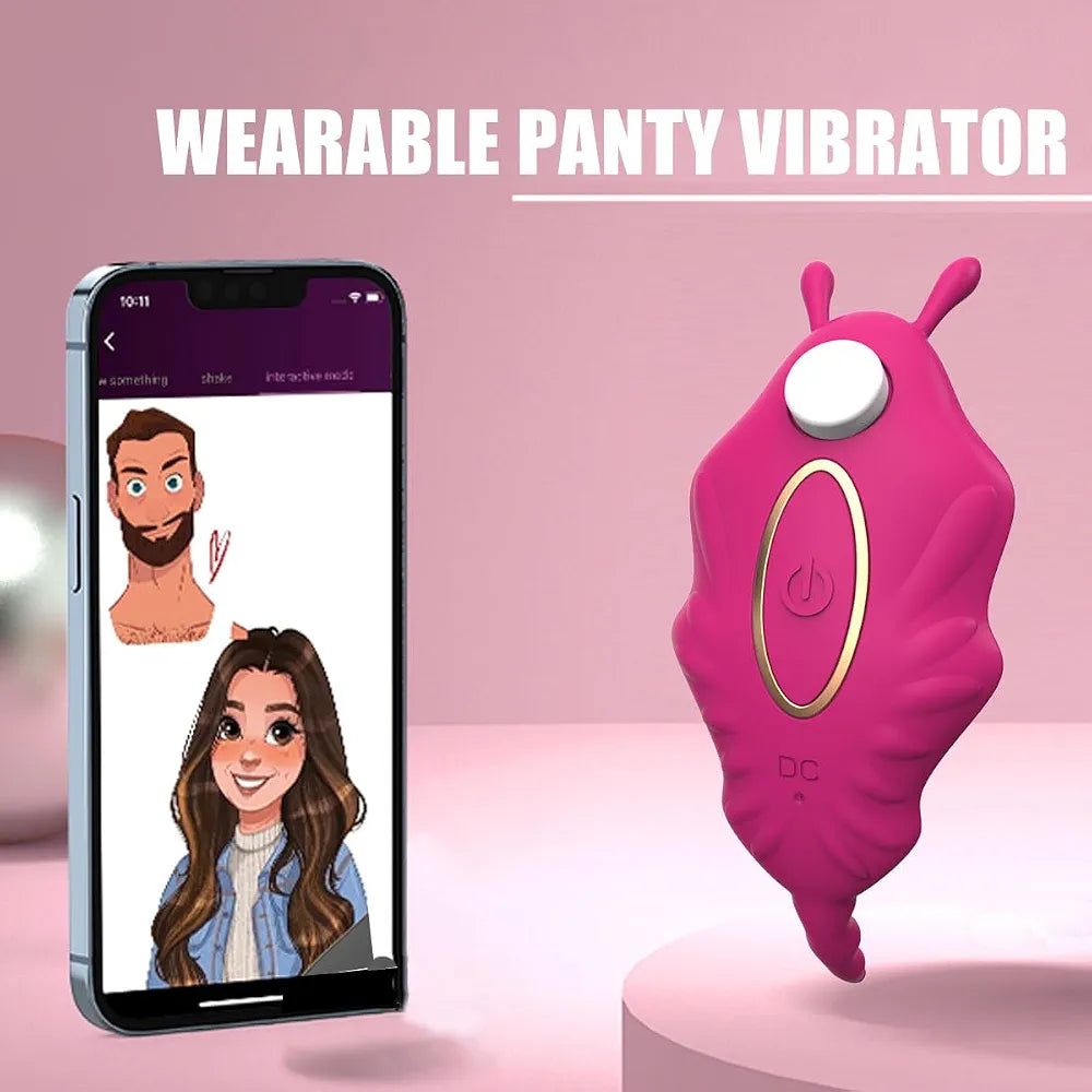 Butterfly Wearable App-Controlled Vibrator with 9 Vibration Modes - Pink