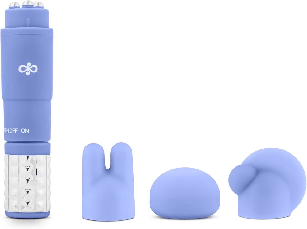 Satin-Finish Periwinkle Silicone Massage Wand Kit with 3 Interchangeable Attachments