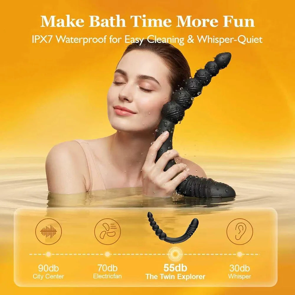 14-Inch Remote-Controlled Thrusting G-Spot Vibrator and Anal Bead Set