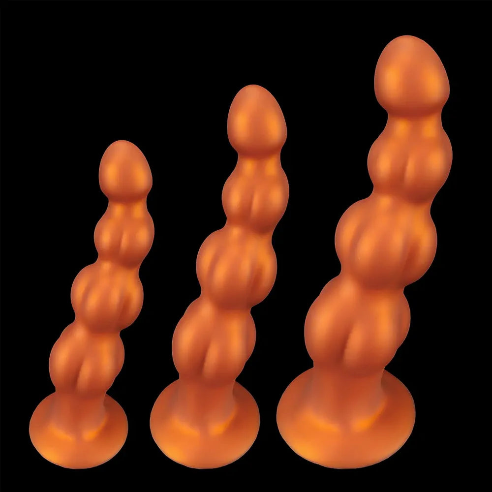 Premium Soft Silicone Graduated Anal Beads and Suction Cup Butt Plug