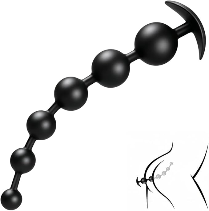 Flexible Silicone Anal Bead Chain - Graduated Size Prostate Massager and Anal Trainer