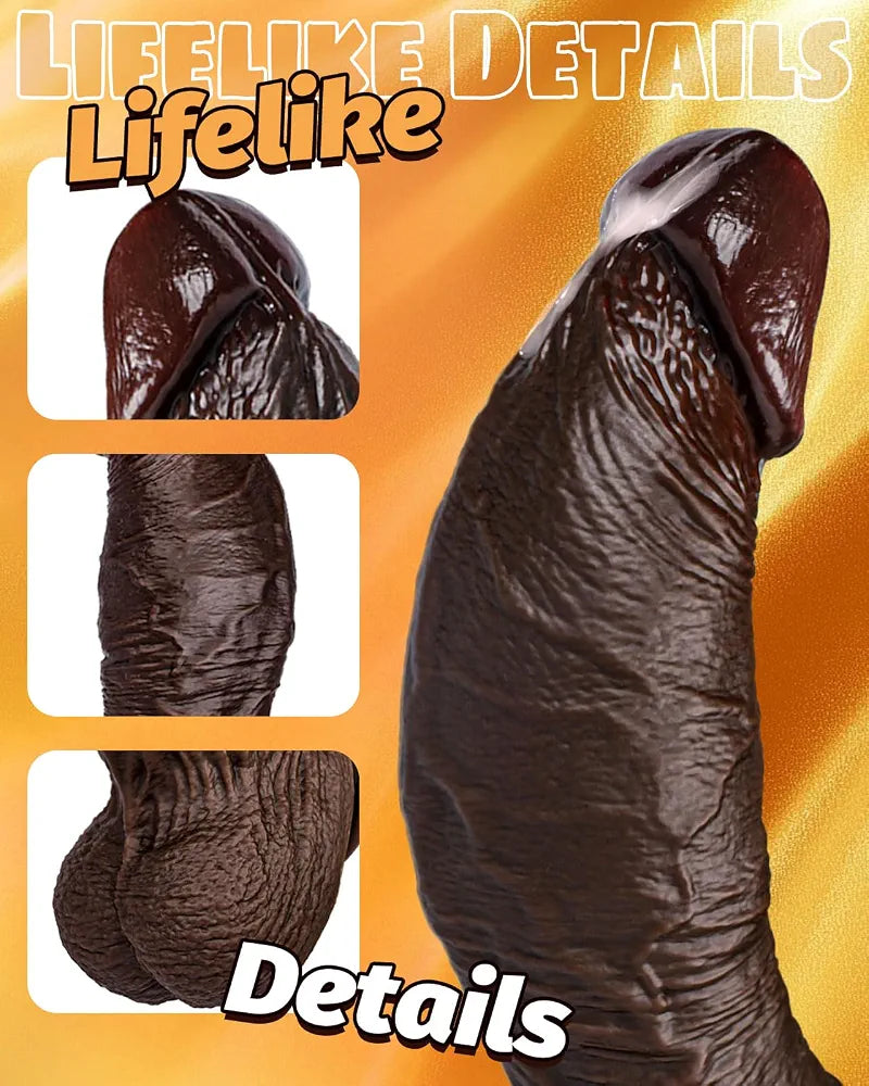 10.5'' Realistic Dual Density Silicone Dildo with 8.6'' Girth and Strong Suction Cup