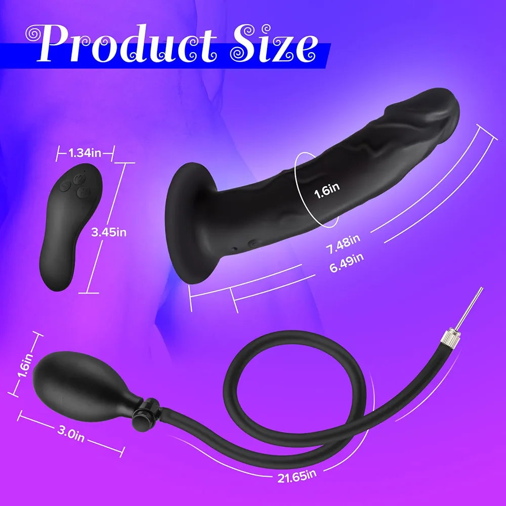 Inflatable Prostate Massager and Vibrating Anal Dildo with Suction Base