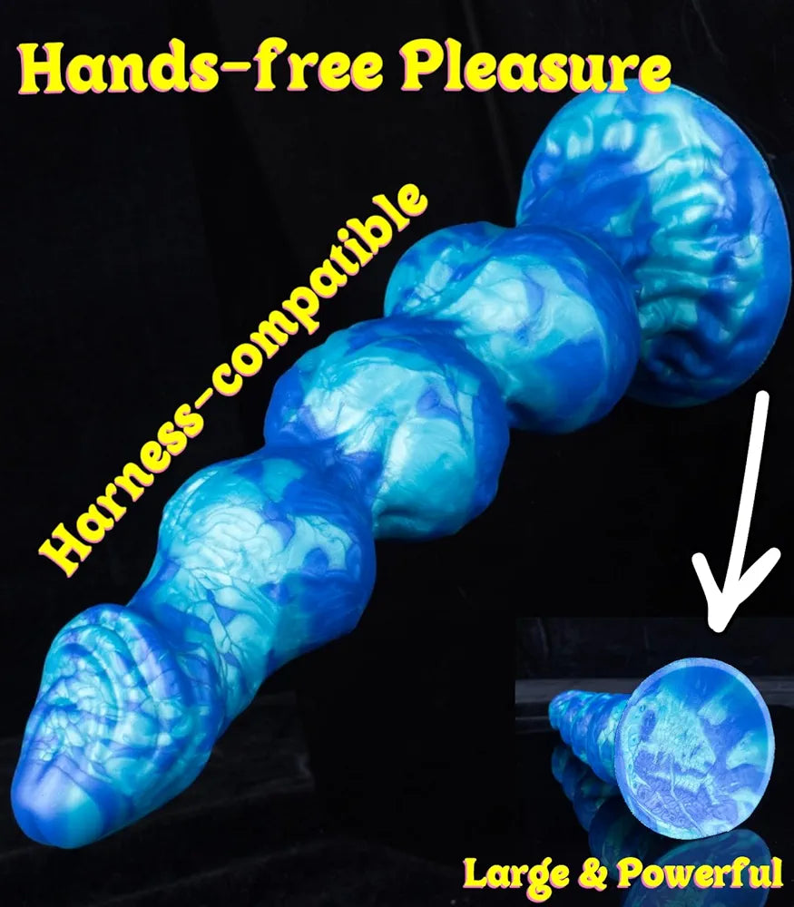 8-Inch Small Fantasy Knot Dildo with Suction Cup - Silicone Anal Beads and Prostate Trainer