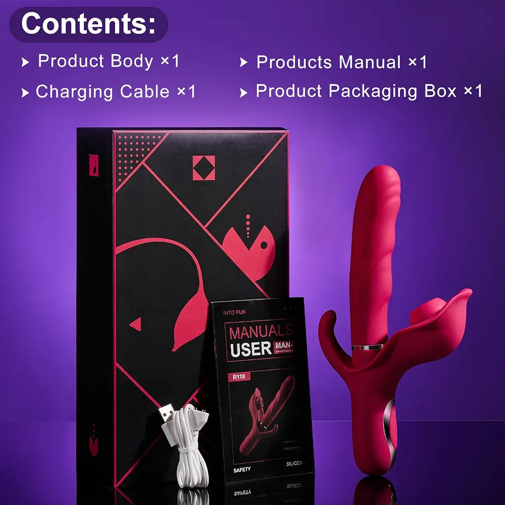 Dual-Action Rabbit Vibrator with Thrusting, Suction, and 10 Vibration Modes for Couples