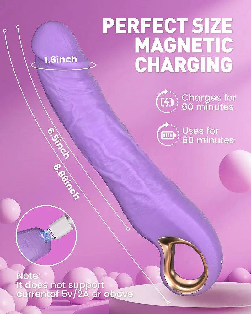 9-Inch Thrusting G-Spot Vibrating Dildo with 10 Vibration Patterns and 3 Thrusting Modes, Waterproof Silicone Adult Toy for Couples