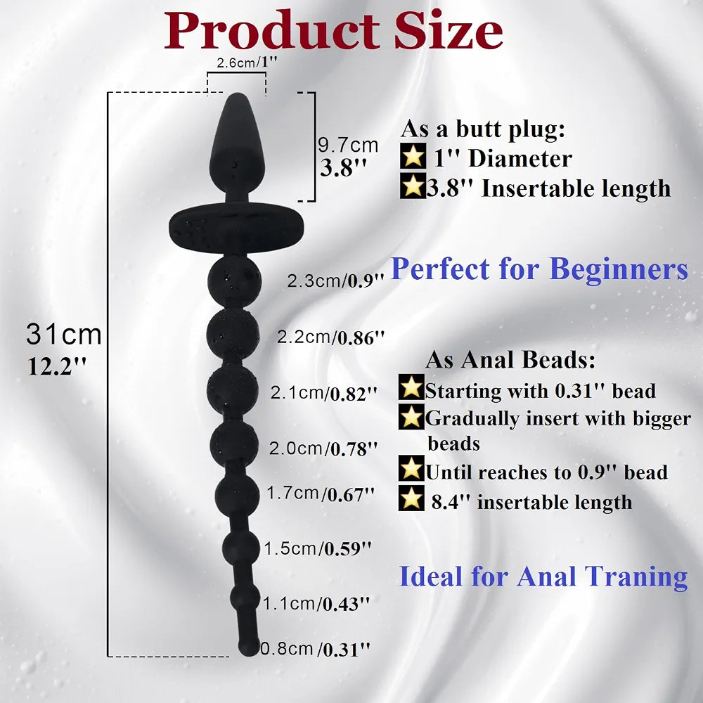 7-Ball Progressive Silicone Anal Bead Chain for Beginners