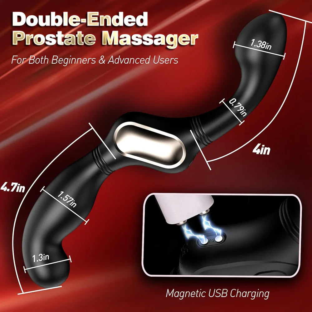 Dual-Motor Curved Prostate Massager and Anal Vibrator for Targeted P-Spot Stimulation