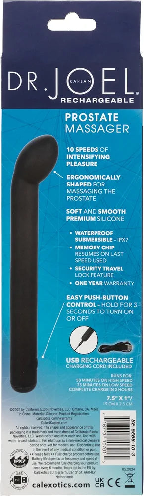 Dr. Joel Kaplan Rechargeable Prostate Massager - Ergonomic Anal Stimulator for Men