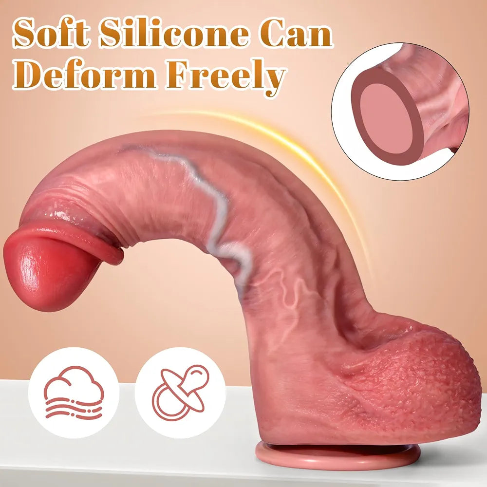 11-Inch Realistic Silicone G-Spot Dildo with Suction Cup Base for Couples and Women