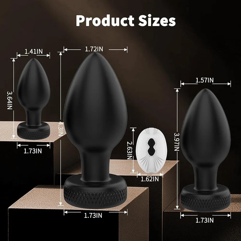 10-Mode Remote Controlled Anal Training Plug Set - 3-Piece Beginner to Advanced Vibrating Kit