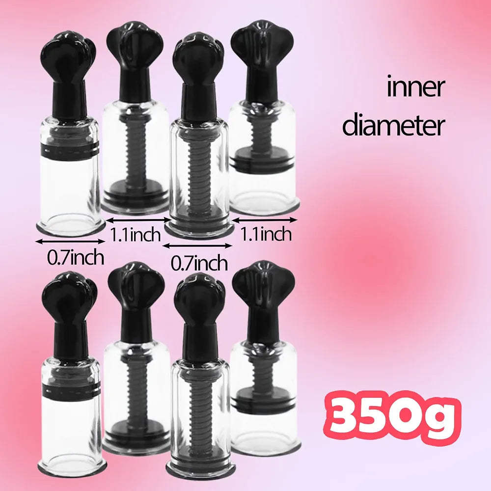 8-Piece Adjustable Vacuum Suction Nipple and Clitoral Stimulator Set for Couples