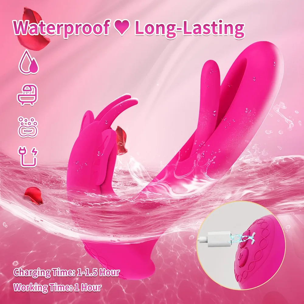 Butterfly Remote-Controlled Wearable G-Spot and Clitoral Vibrator with 9 Flapping and 9 Vibration Modes