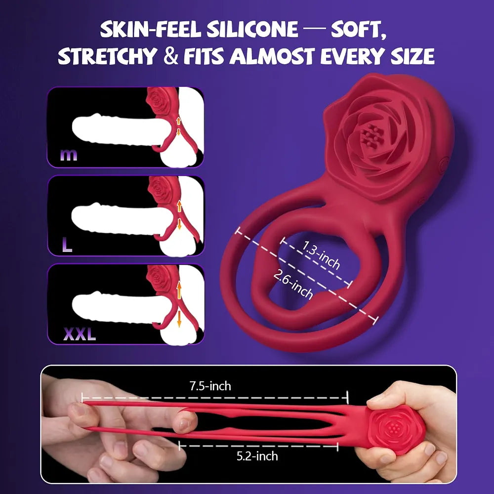 App-Controlled Dual-Stimulation Vibrating Penis Ring with Clitoral Massager