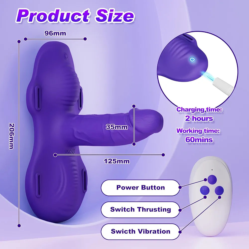 12-Mode Thrusting & Vibrating Sit-On Riding Dildo for G-Spot and Clitoral Stimulation