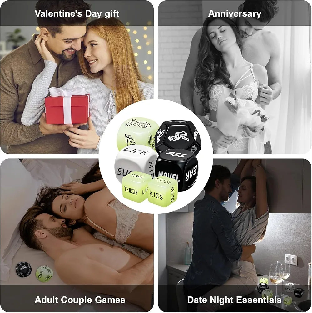 Intimacy Adventure Set: 47 Position Cards & 6 Glow-in-the-Dark Dice for Couples