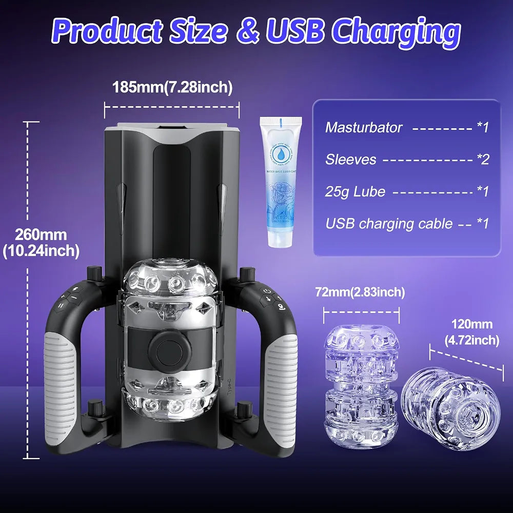 Automatic Male Masturbator with 12cm Thrusting Distance, Phone Stand, and Foldable Handle