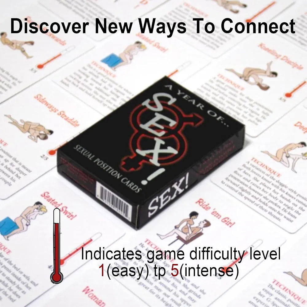 Romantic Couples Game: 50 Intimate Position Cards & Glow-in-the-Dark Dice Set