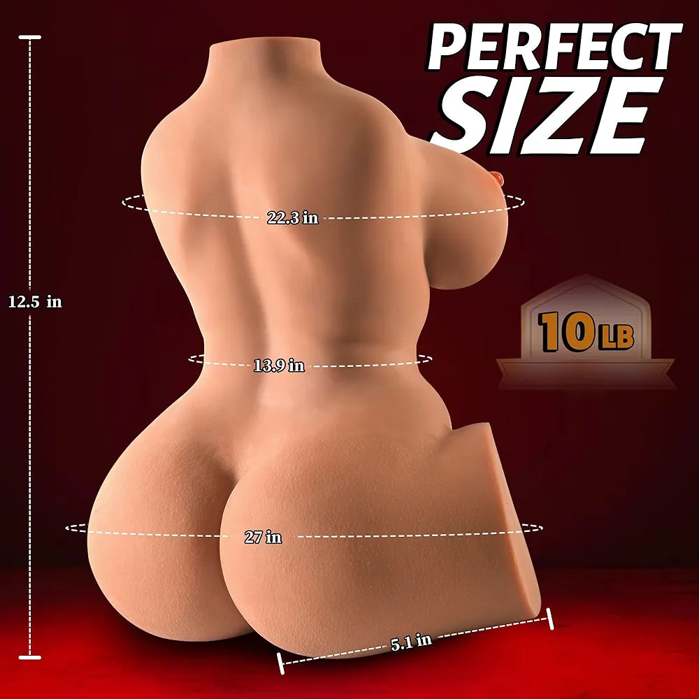 10LB Realistic 3-in-1 Male Masturbator Torso with Textured Vagina and Anal Canal