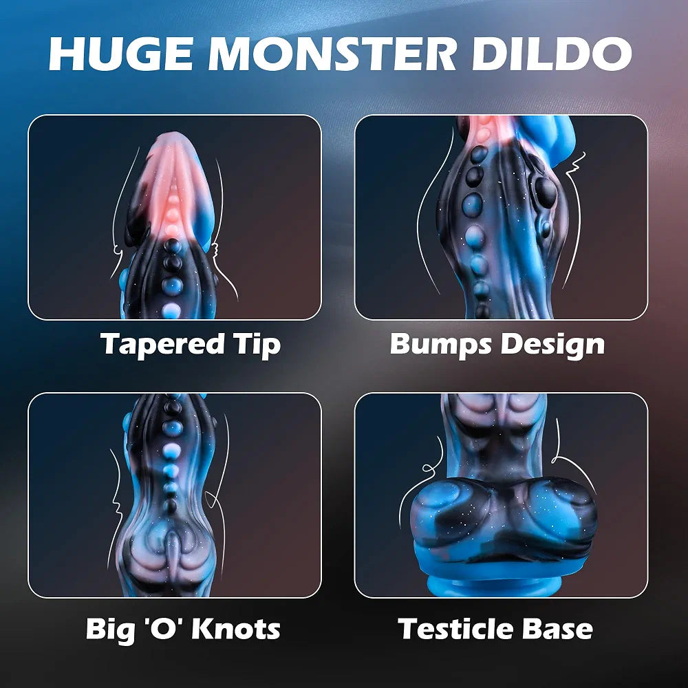 9.72" Fantasy Dragon Monster Dildo with Suction Cup, Heating, and Vibration - Silicone Anal Toy