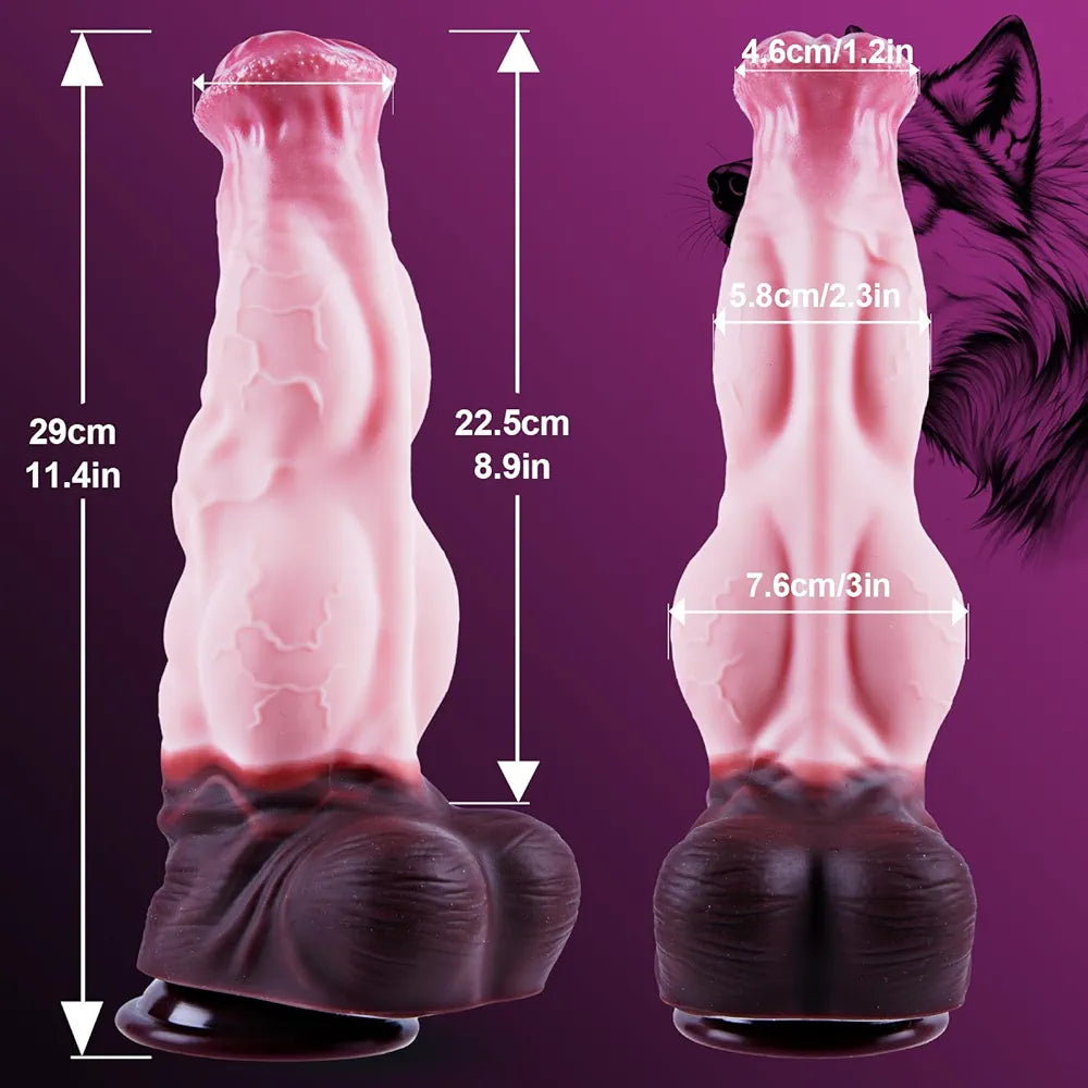 11.4" XL Realistic Knotted Horse Dildo with Suction Cup - Silicone Fantasy Monster Toy