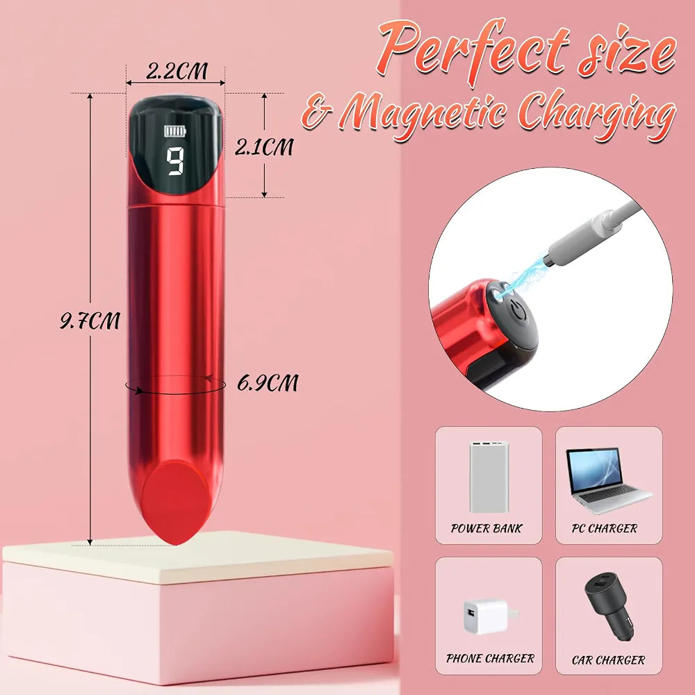 Premium Lipstick Bullet Vibrator - 9 Vibration Modes, LED Display, Waterproof G-Spot & Clitoral Stimulator