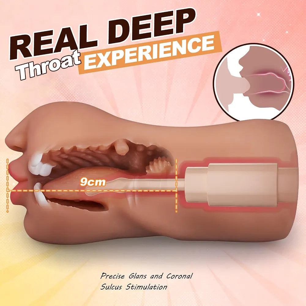 Realistic Deep Throat Oral Sex Simulator with Vibrating Tongue and Teeth for Men