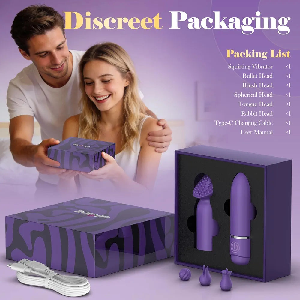 10-Mode Compact Bullet Vibrator Set with 5 Interchangeable Attachments for Targeted Stimulation