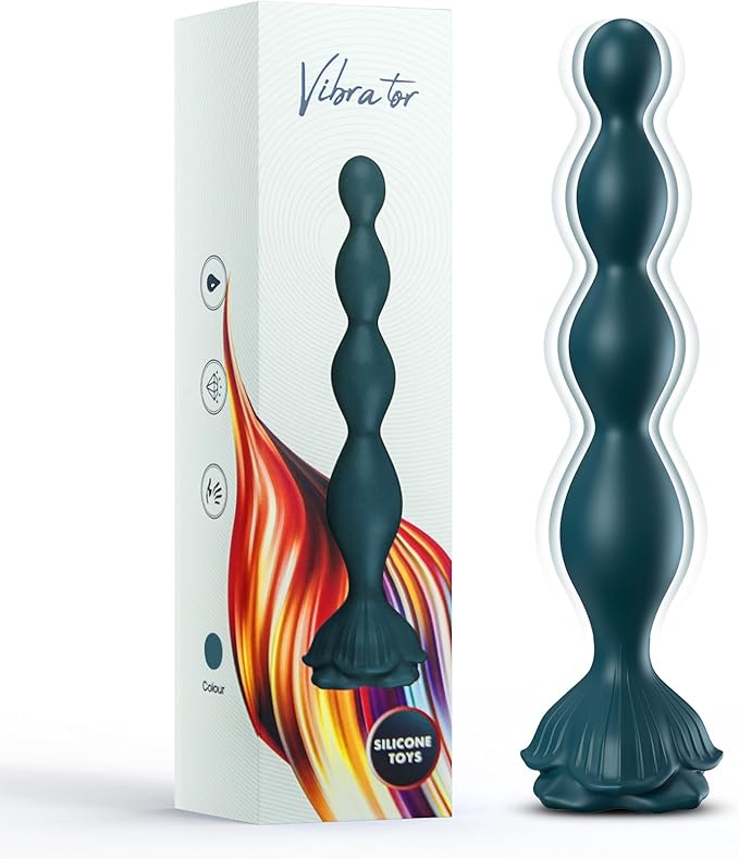 Premium 7.8-Inch Liquid Silicone Vibrating Anal Bead Stimulator
