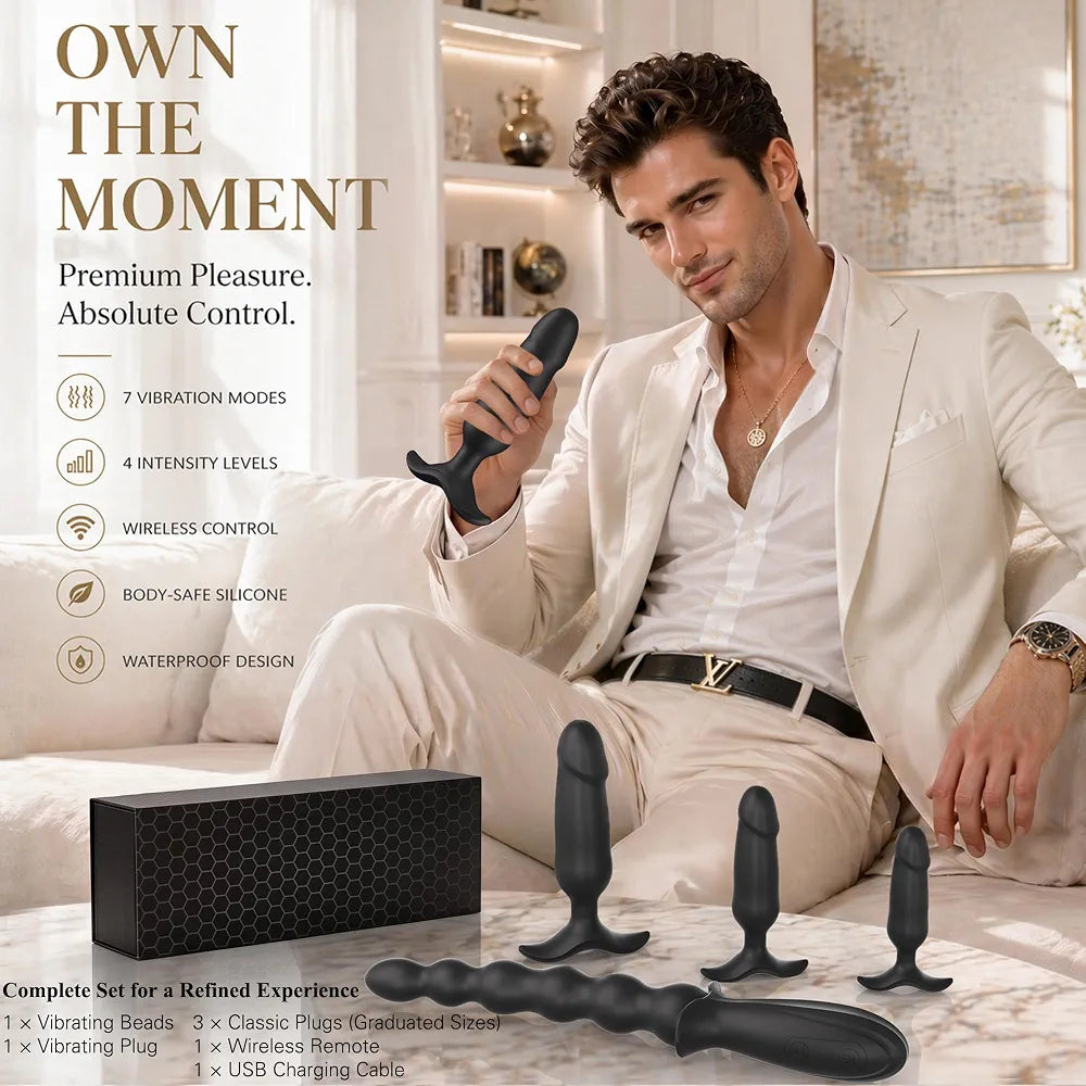 Premium 5-Piece Silicone Anal Training and Prostate Massage Set with Remote Control