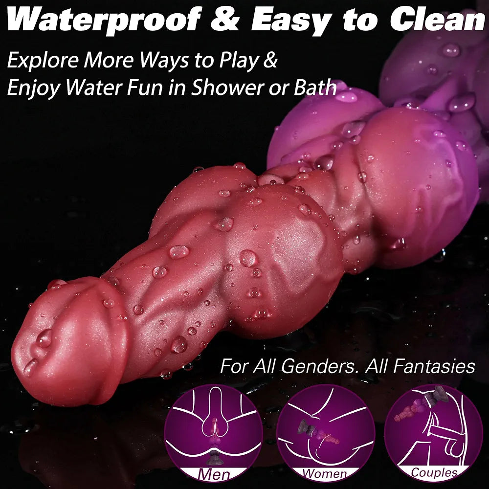 9.76" Purple Monster Fantasy Knot Dildo with Suction Cup - Advanced Silicone Anal Training Toy