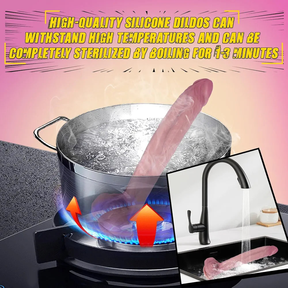 11-Inch Realistic Dual-Layer Liquid Silicone Dildo with Suction Cup